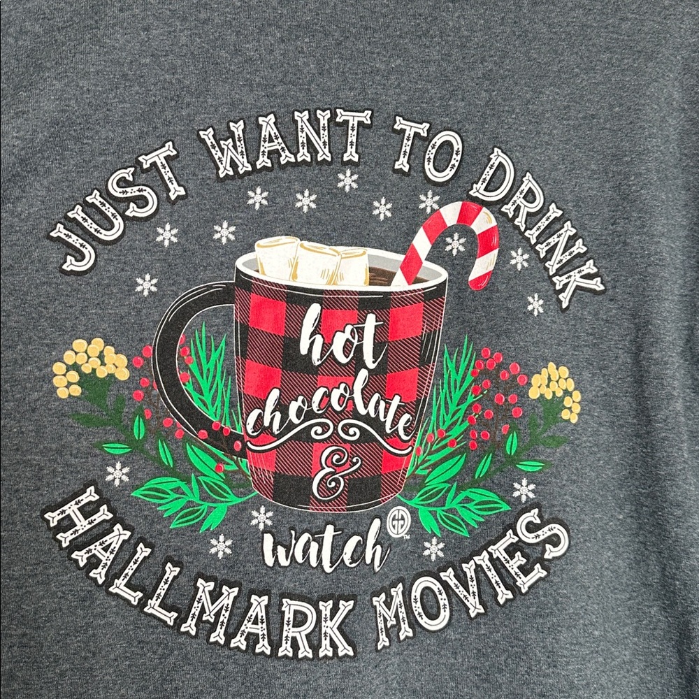 Girlie Girl Originals Gray‎ Womens Large Long Sleeve Graphic Shirt Christmas